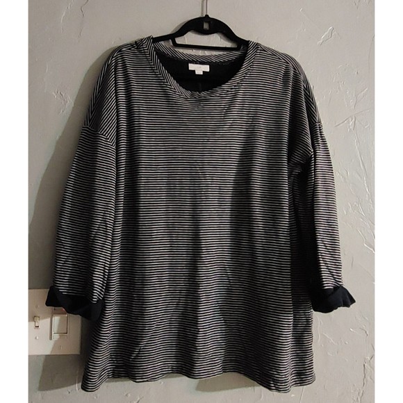 J.jill Tops Women Size L, 3/4  Sleeve, Striped, Blue ,white, Cotton, Rayón,... - Picture 5 of 7